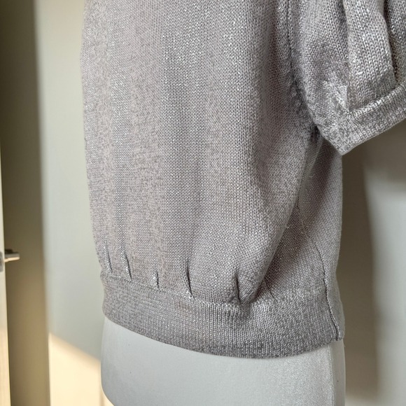 Line The Label Women's Size Medium Cardigan Gray Metallic Knit Office Chic - Picture 7 of 9